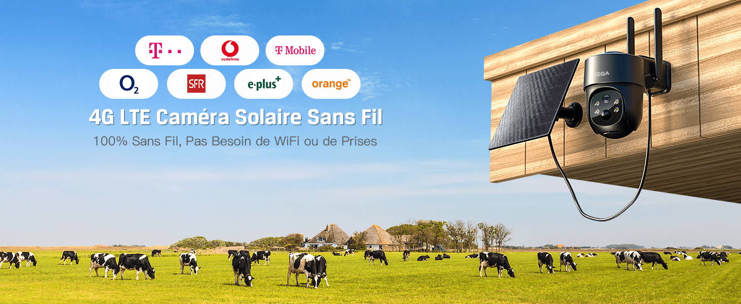 Xega 3G/4G LTE Caméra Surveillance Solaire Extérieure sans Fil, 2K 3MP PTZ Caméra IP Carte SIM Intégrée avec Batterie 10400mAh 30M Vision Nocturne Couleur, PIR Détection, Audio Bidirectionnel,IP66